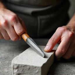 Artisan taillant la pierre